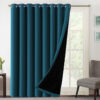 Blackout curtains self jacquard teal 3