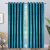 Embossed velvet curtains teal 1