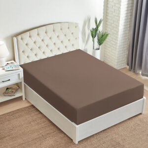 Export cotton fitted sheet mouse brown