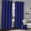 Plain faux silk curtains blue 1