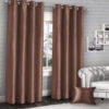 Plain faux silk curtains brown 1