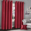 Plain faux silk curtains burgundy 1