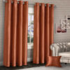 Plain faux silk curtains copper 1