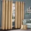 Plain faux silk curtains gold 1