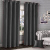 Plain faux silk curtains grey 1