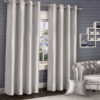 Plain faux silk curtains light grey 1