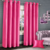 Plain faux silk curtains pink 1