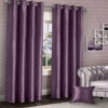 Plain faux silk curtains plum 1