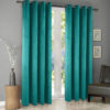 Plain velvet curtains teal 1