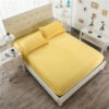 Plain velvet fitted sheet lemon