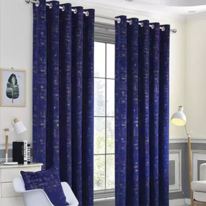 Texture design velvet curtains blue