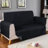 Ultrasonic quilted sofa runner black