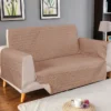 Ultrasonic quilted sofa runner light brown