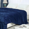 Plain fleece blanket blue z